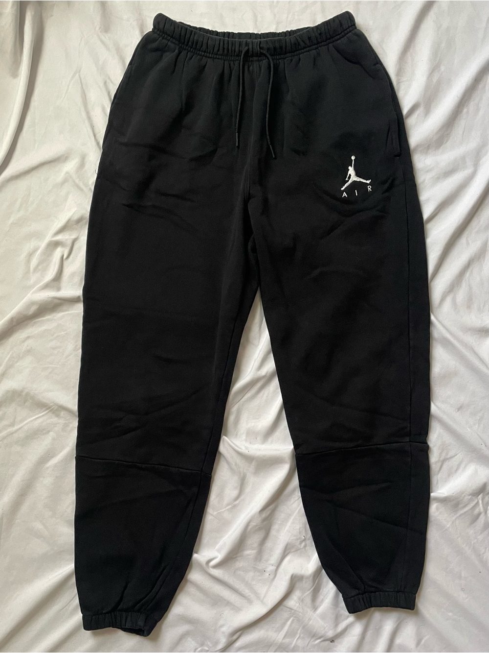 Jordan Air Vintage Sweatpants Black Fleece Joggers with White Jumpman